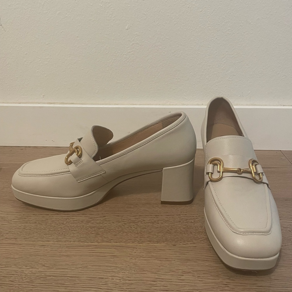 Staccato Cream Heel Loafers